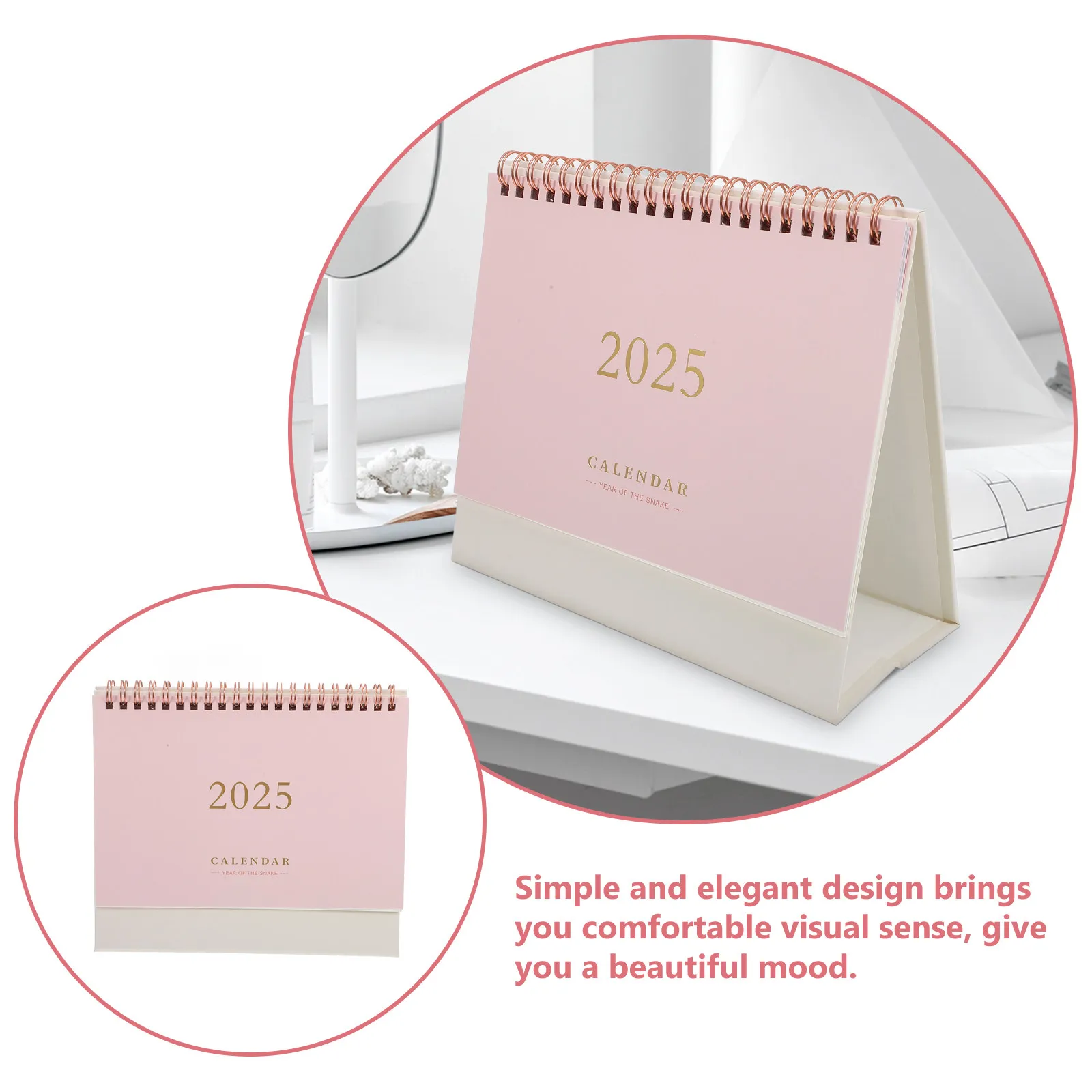 

Настольный календарь с золотой фольгой, минималистичный дизайн, толстая бумага, металлическая переплетка, ежедневное использование, настольный органайзер для офиса