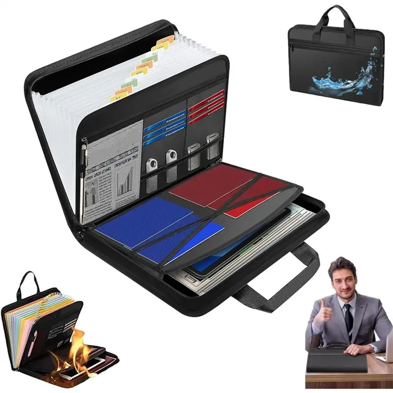 stylish-fireproof-file-folder-a4-size-waterproof-foldable-accordion-document-storage-bag-with-handle-large-capacity