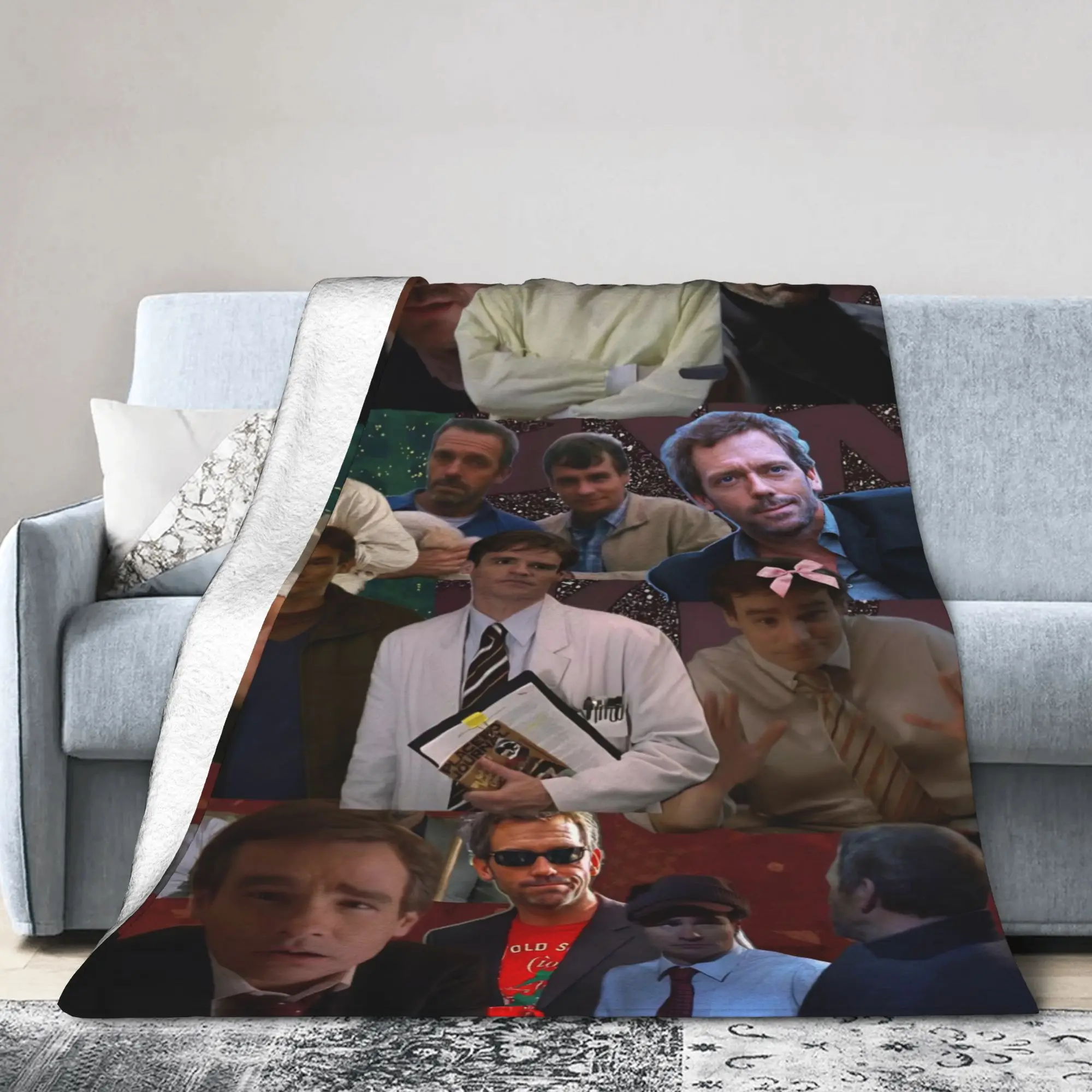 Warm Soft Blanket Decorative Dr. Gregory House Television Photo Collage Throw Blanket Flannel Bedspread For Bed Sofa Bed Cover