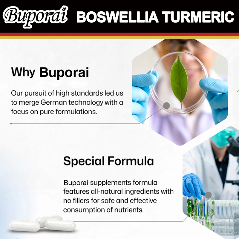 Boswellia suplemento para la salud de las articulaciones de la cúrcuma, antioxidante, ayuda con la incomodidad de la espalda, las rodillas y las manos