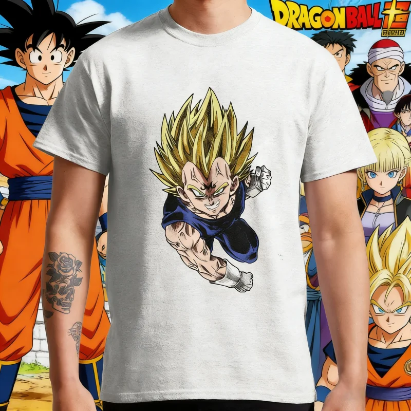 

2026New Summer Dragon Ball 40th Anniversary Vegeta 100%Cotton Anime Printed T-shirt Extra Size Casual Streetwear Unisex Y2k