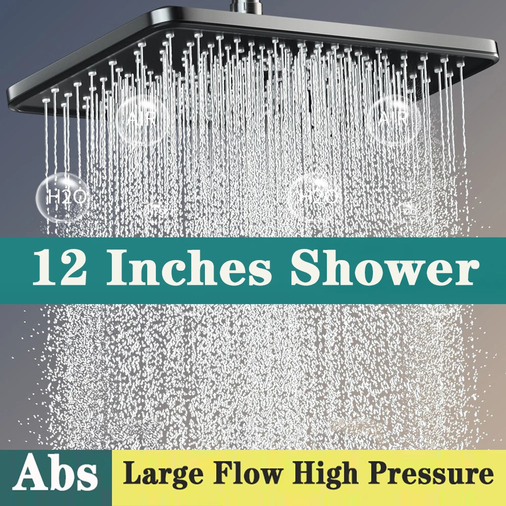 320mm Big Panel Large Flow Supercharge Rainfall Ceiling Mounted Shower Head Sliver High Pressure Abs Thicken Bathroom Shower