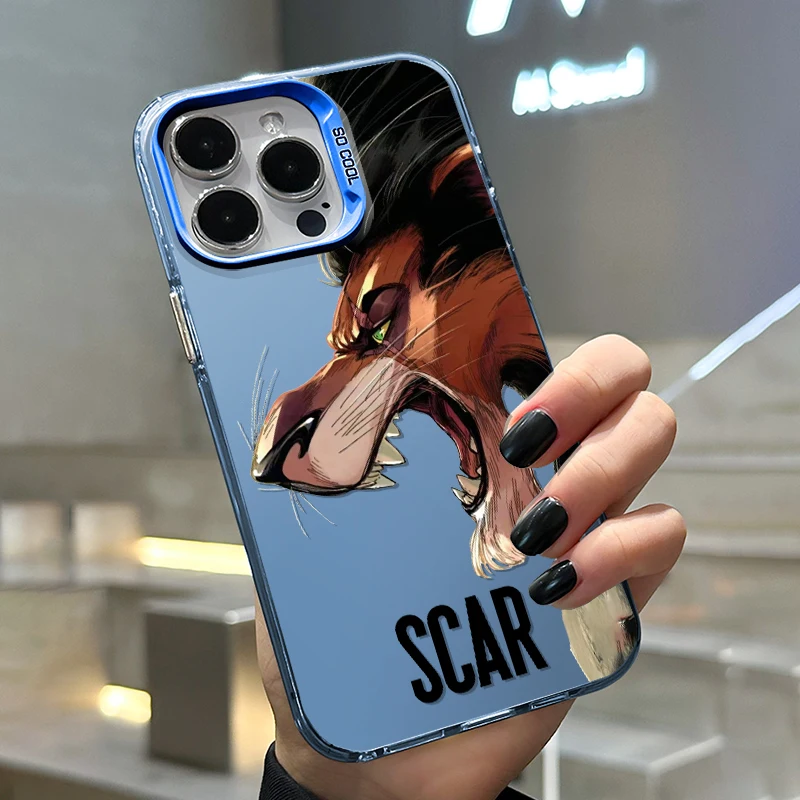 The Lion King Scar For iPhone Apple 15 14 13 12 11 XS XR X 8 7 Pro Max Plus Colorful Silver Shockproof Phone Case Back