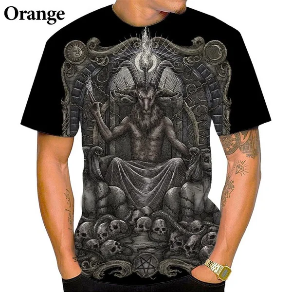 2024 Latest Devil Satan 3D Printed Fashion Hip Hop Street T-Shirt Round Neck Short Sleeve Top T-Shirt