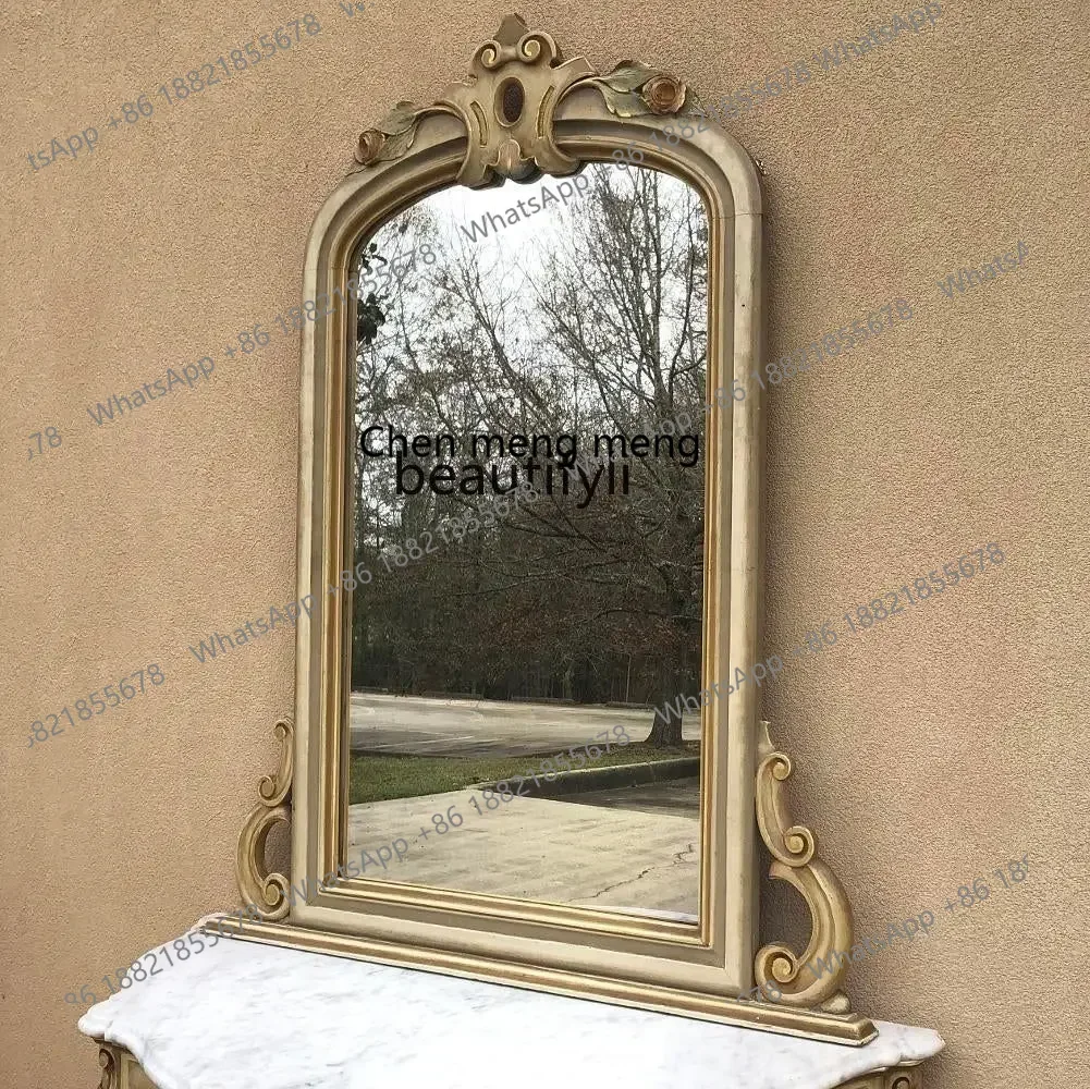Household light luxury three-dimensional carved full-body mirror, bedroom, living room, hand-carved wall-mounted dressing m