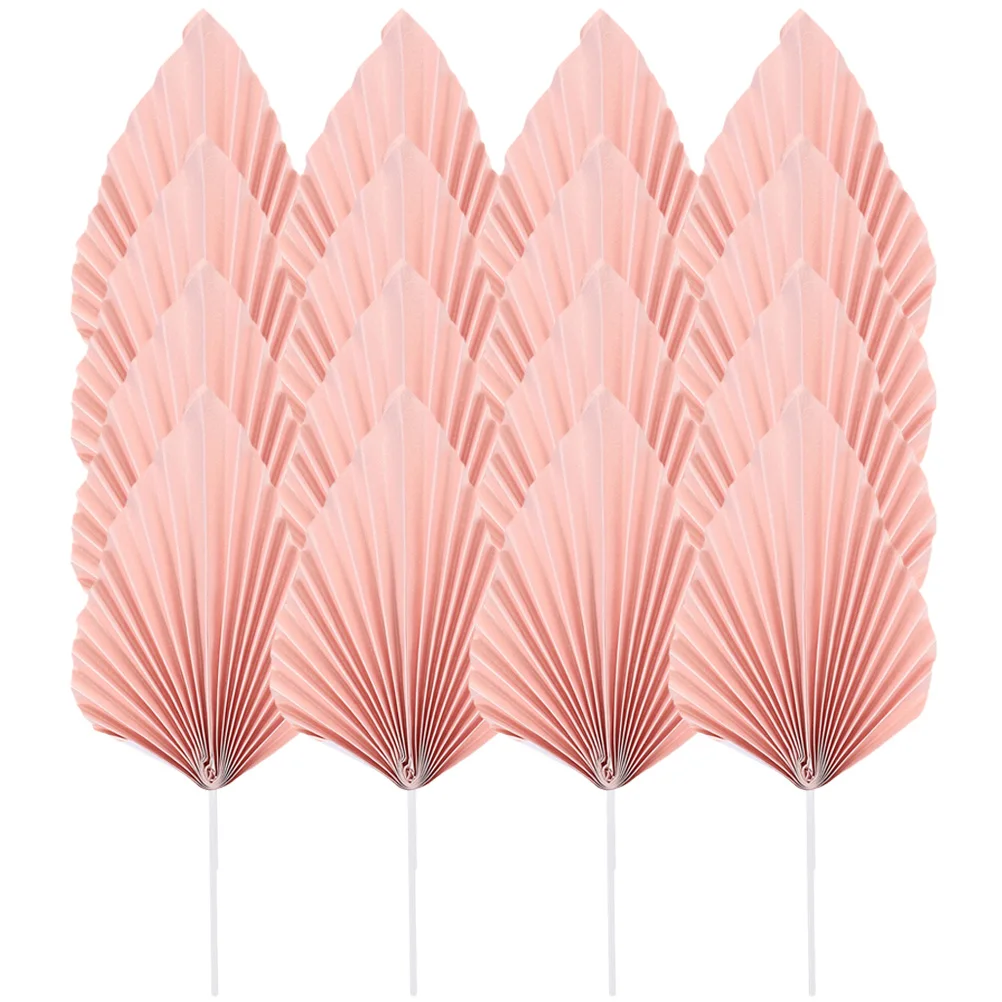 

16 Pink Small Palm Leaf Cake Decorations Dessert Toppers for Birthday Wedding Party Cupcake Picks Edible nament