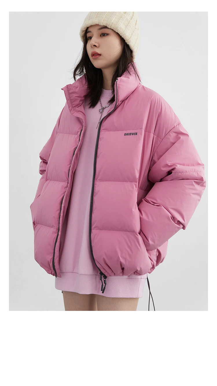 CHIC VEN Women Down Coats Streetwear Solid 90 White Duck Down Stand Collar Female Down Jacket Warm Ladies Overcoat Winter 2024