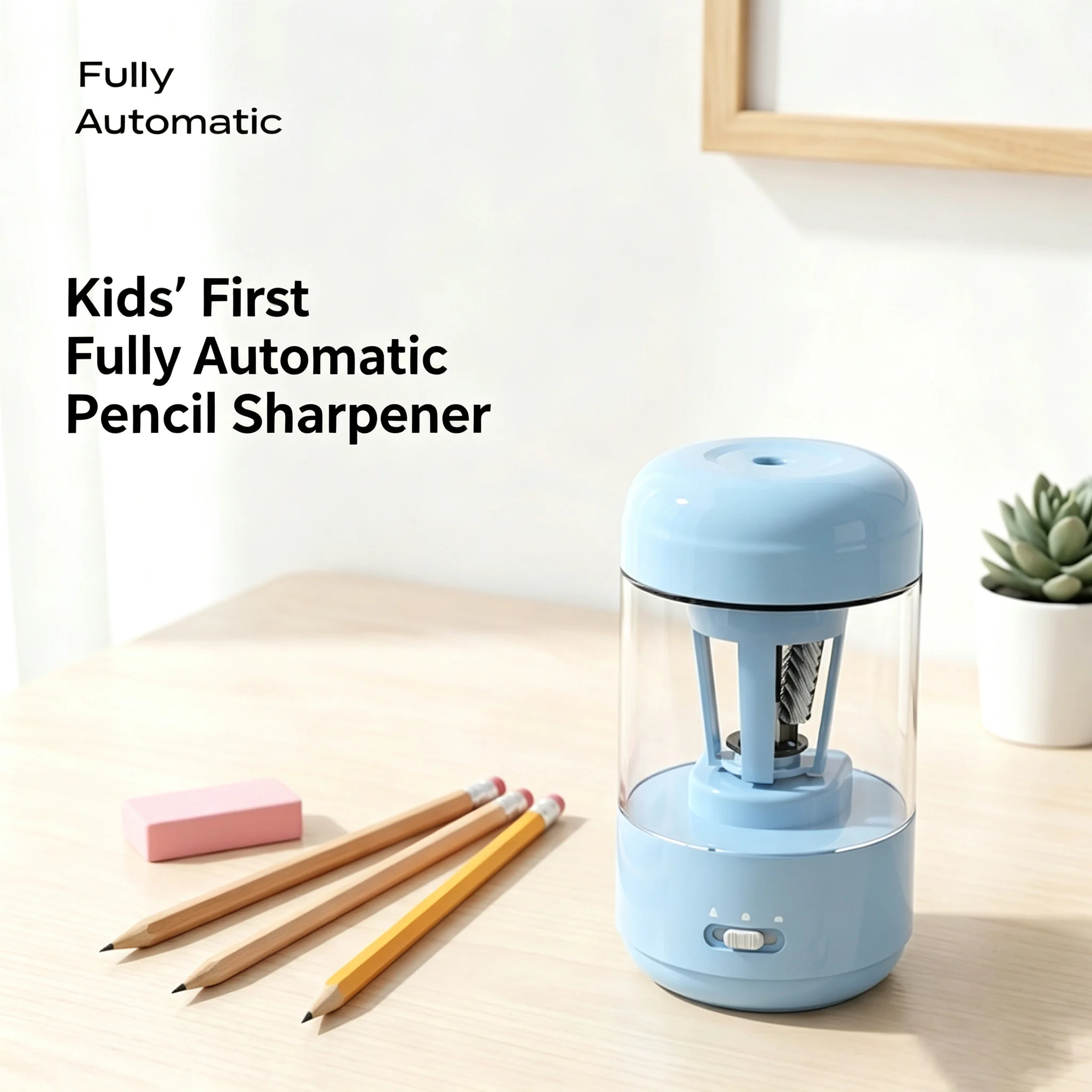 USB Rechargeable Automatic Electric Pencil Sharpener Auto In & Out Pencil Cutter 3-Step Thickness Adjustable Portable Pencil