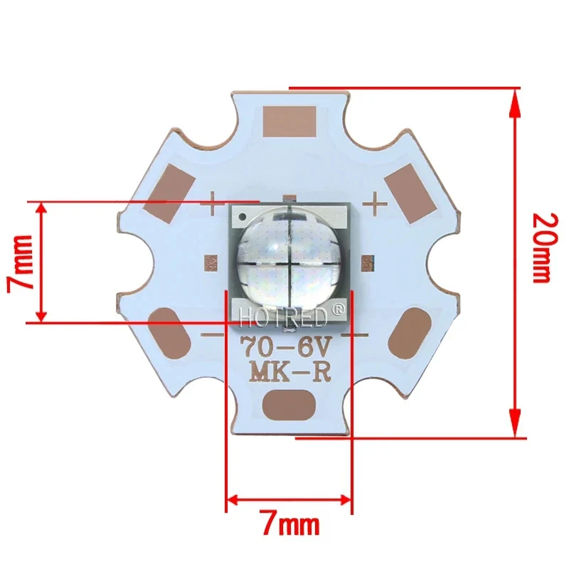 1PCS Epileds 7070 XHP70 4Chips 6V 12V 20W LED Emitter Diode  MKR XHP70.2 Blue LED light for flashlight part tank DIY