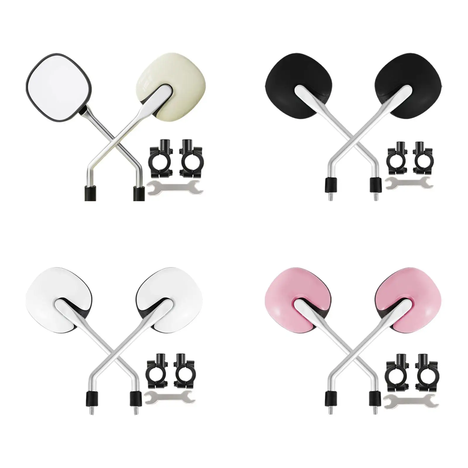 

2Pcs Motorcycle Rearview Mirror Multifunctional Easy Installation High Definition with Installation Tool Accessory Portable