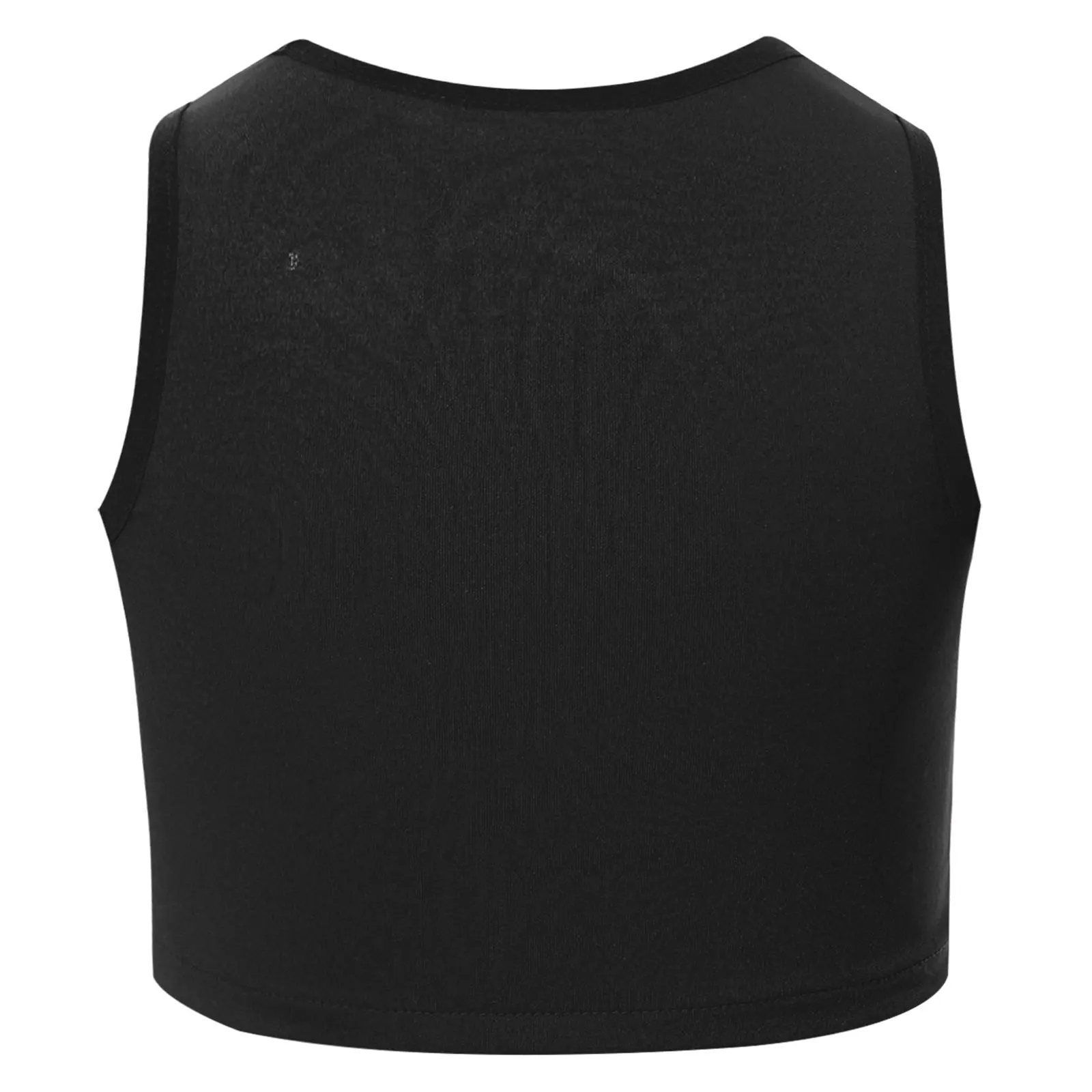 Canotta da ballo jazz con paillettes scintillanti per bambina, girocollo, senza maniche, gilet solido, top corto per spettacoli teatrali scolastici, abbigliamento da ballo