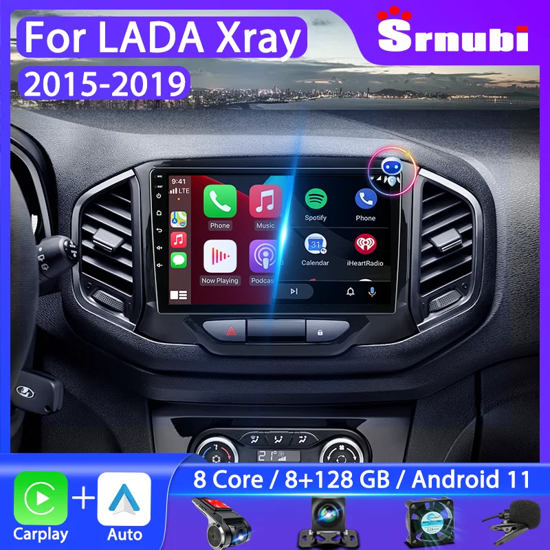 Srnubi Android 2 Din Car Radio for LADA Xray X Ray 2015-2019 Multimedia Player Navigation GPS Wireless Carplay Auto Stereo DVD