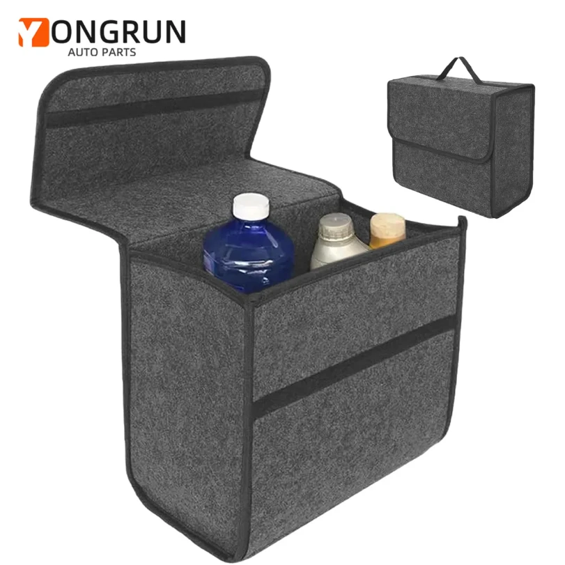 

1pc Car Storage Felt Box For Dark Gray Anti Slip Storage Tools Towels Car Accessories Universal Foldable High-Quality Felt Box
