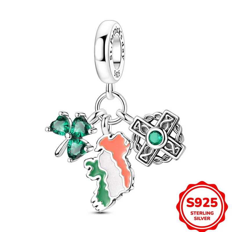 

Original 925 Sterling Silver Irish Map pendant Charms Fit DIY Bracelet Necklace Engagement Birthday Jewelry Gift
