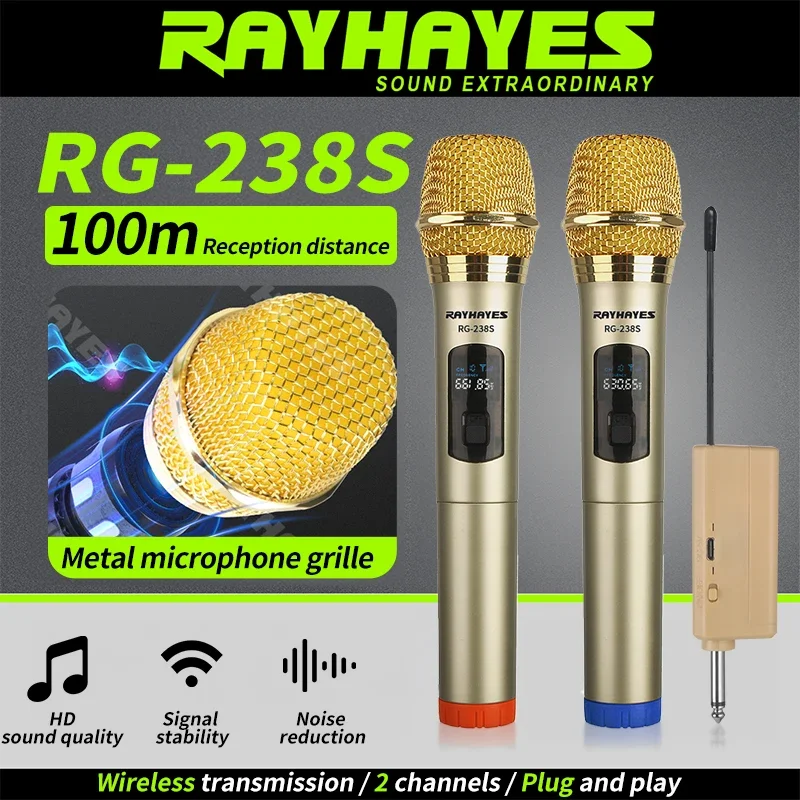 

RAYHAYES RG-238S Professional Handheld Wireless Microphone Cardioid pickup pattern Perfectly reproduces vocals