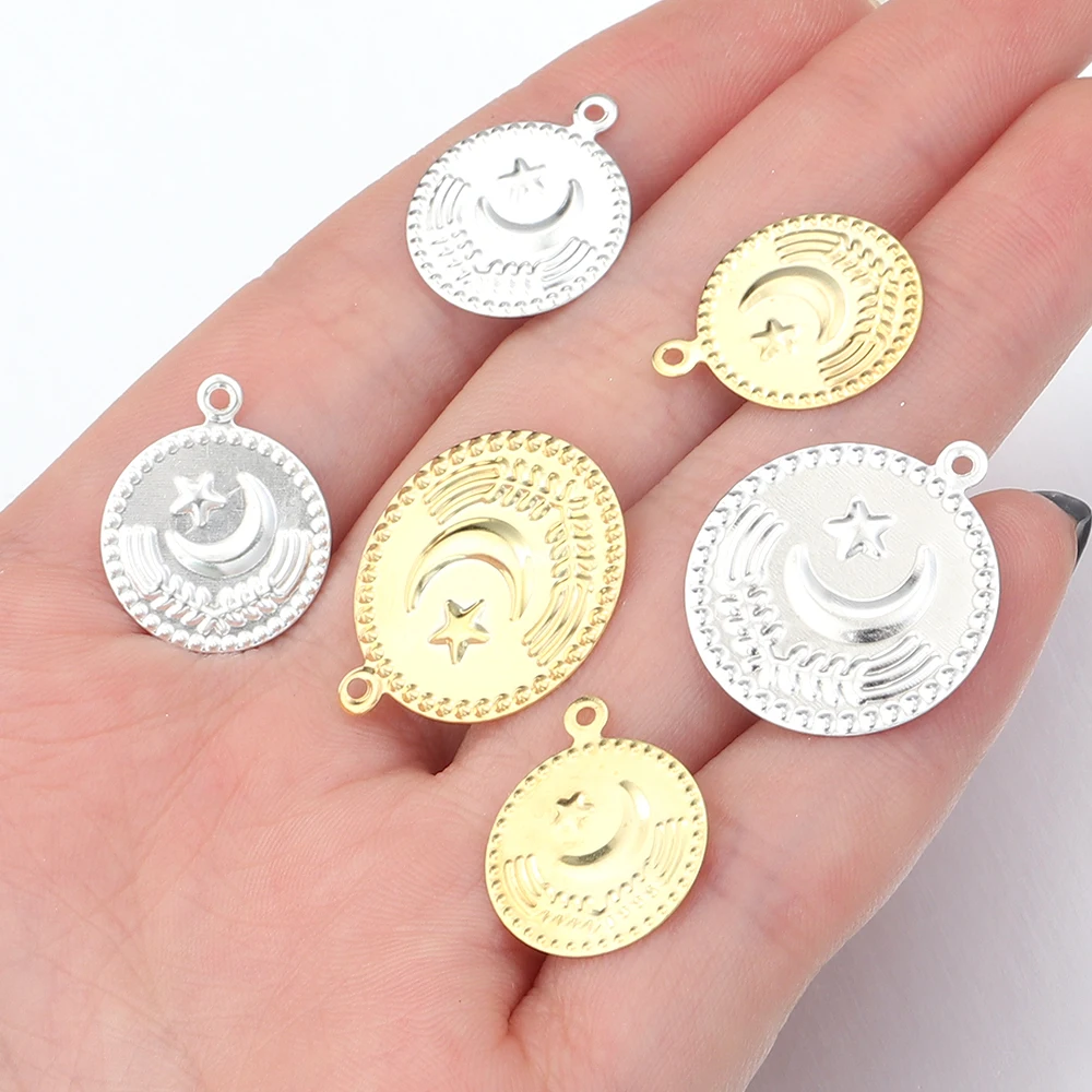 50/100 stücke 15/20mm Türkei Vintage Eisen Blatt Anhänger Runde Anhänger Für Schmuck Machen DIY Charms Halskette ohrringe Zubehör – Detail 10