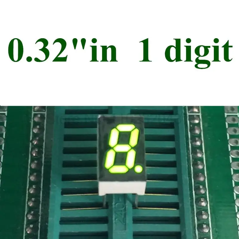 Tubo Digital de plástico y Metal, ánodo/cátodo común (tubo Nixie), pantalla LED verde de 7 segmentos, 1 Bit, 0,32 pulgadas, 20 unidades por lote