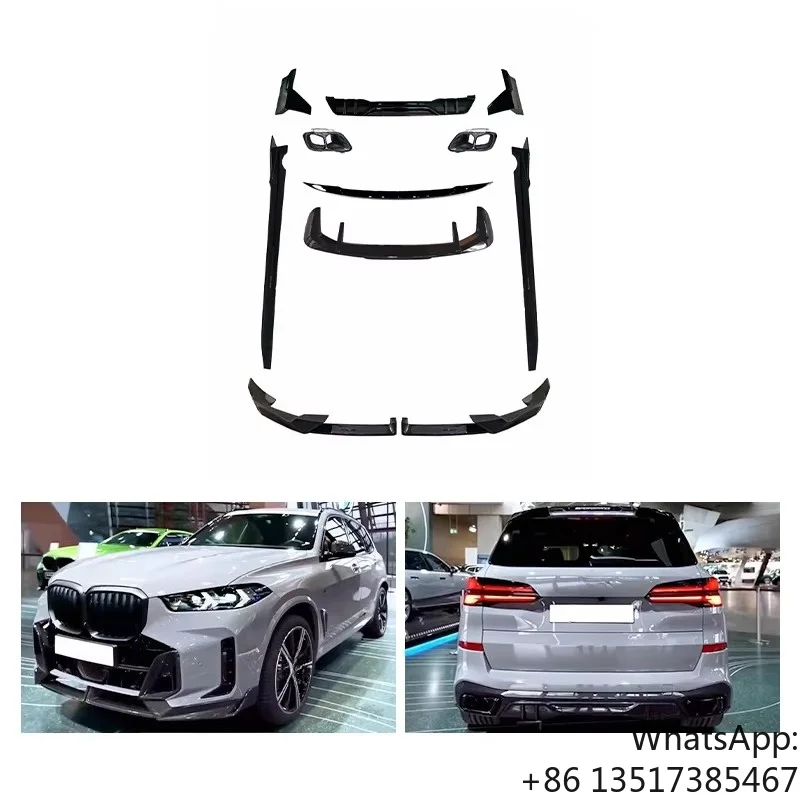 Car Modification Kit Front Lip and Rear Lip Side Skirt New Small Body with Fog Light Bumper Cut-Outs for BMW X5 G05 2023
