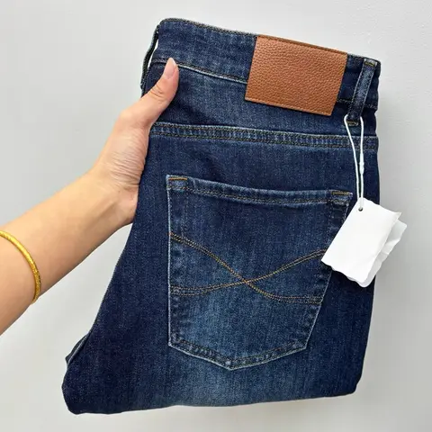 BC Italian Flat-Weave Cotton Twill Straight Casual Jeans