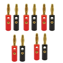 5Pairs Screw Type 4mm Banana Plug Audio Speaker Wire Connector Gold-Plated 4mm Banana Male Plug DIY Cable Adapter Black & Red