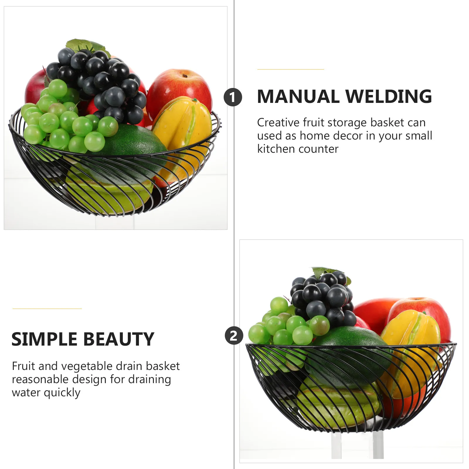

Креативная железная корзина для фруктов с полым дизайном для кухонной столешницы, органайзер для закусок, дренажный контейнер, настольный держатель для конфет