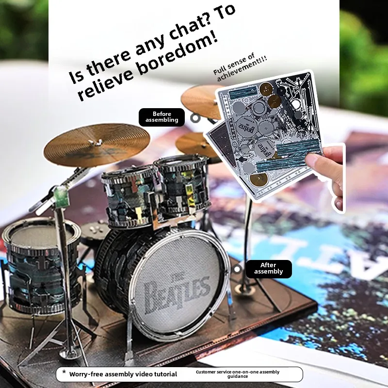 Metal assembly model drum ornament building blocks 3d three-dimensional puzzle boring handmade handmade DIY gift - Image 2