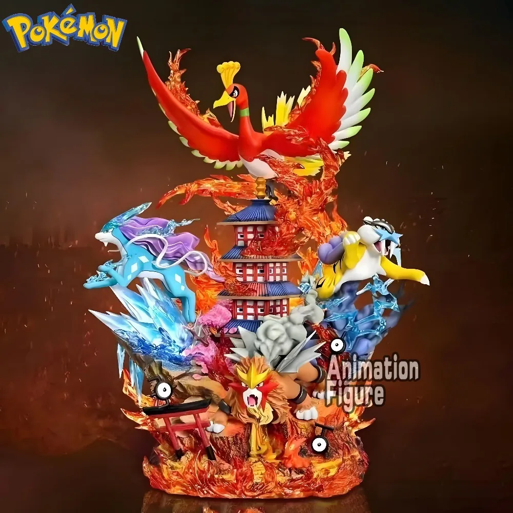

38cm Anime Pokemon Figure Raikou/Suicune/Entei/Ho-Oh Action Figures Pvc Statue Collection Model Toys for Children Gifts