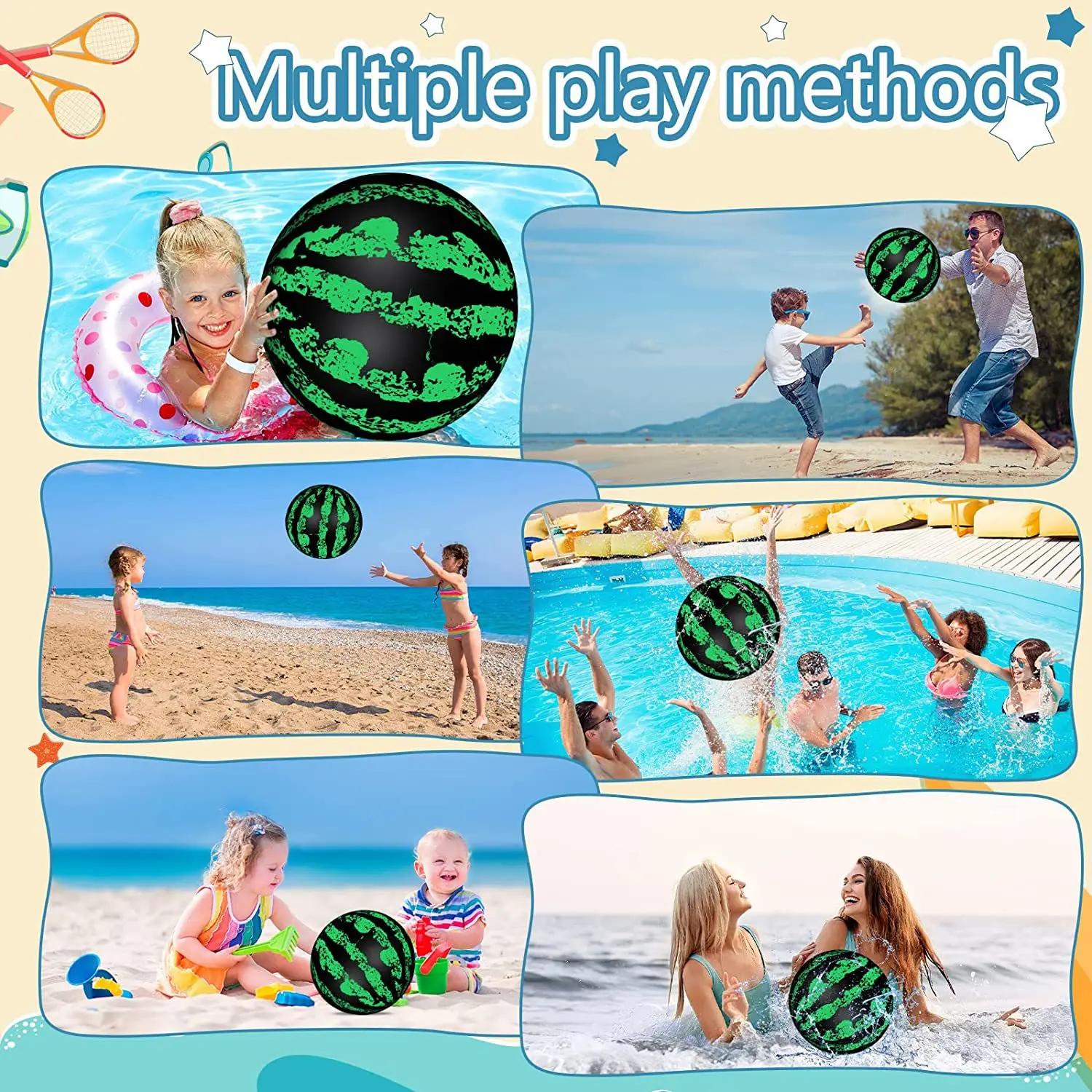 Bola de praia inflável de melancia, brinquedos de verão ao ar livre, esportes para crianças, jogos de piscina, crianças, adultos, festa, balões de água