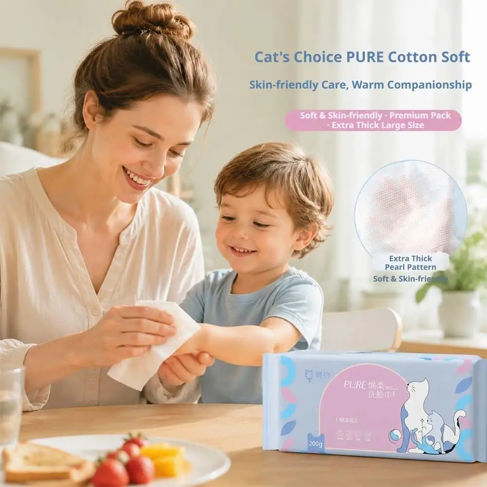 Disposable Thick 100% Cotton Face Towel Make Up Soft Removing Wipes Dry Cleanser Towelettes For Skin Care Cleansing Skin