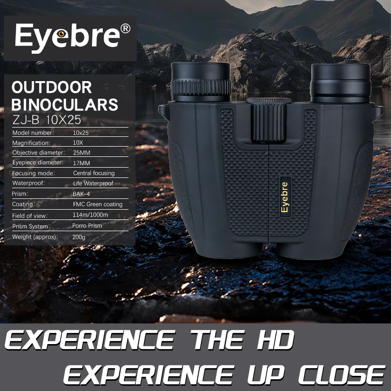 Eyebre New ZJ-B 10x25 Binoculars For Children Adults Outdoor Portable Handheld Telescopes High-Definition And High Magnification 