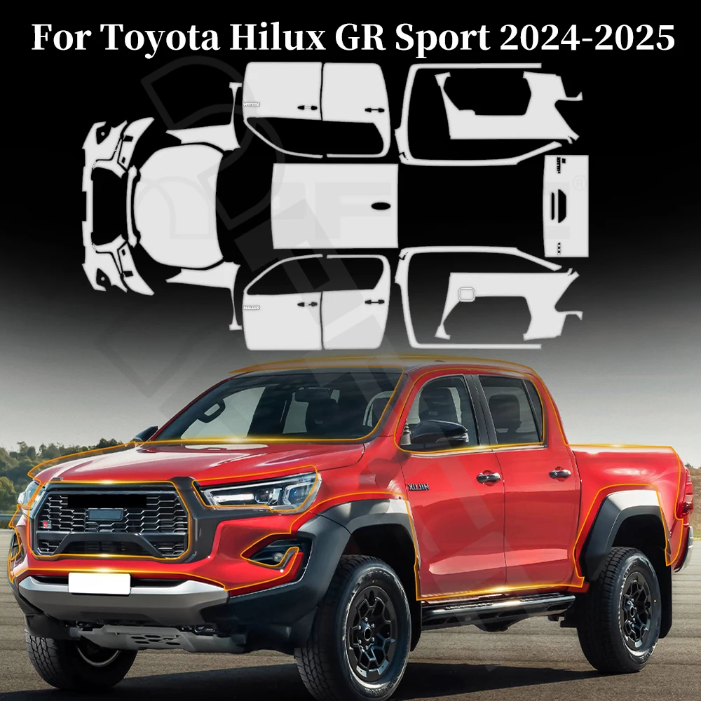 

For Toyota Hilux GR Sport 2024-2025 TPU Car Paint Protection Film Pre-cut Clear PPF Anti-Scratch Resistant Invisible Repairable