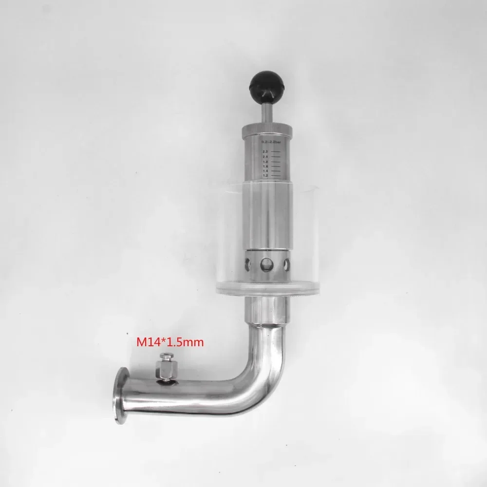 

1.5" Tri Clamp 0.2-2.2 Bar Adjustable Pressure Relief Safety Valve Sanitary 304 Stainless Steel Homebrew Beer Fermenter with M14