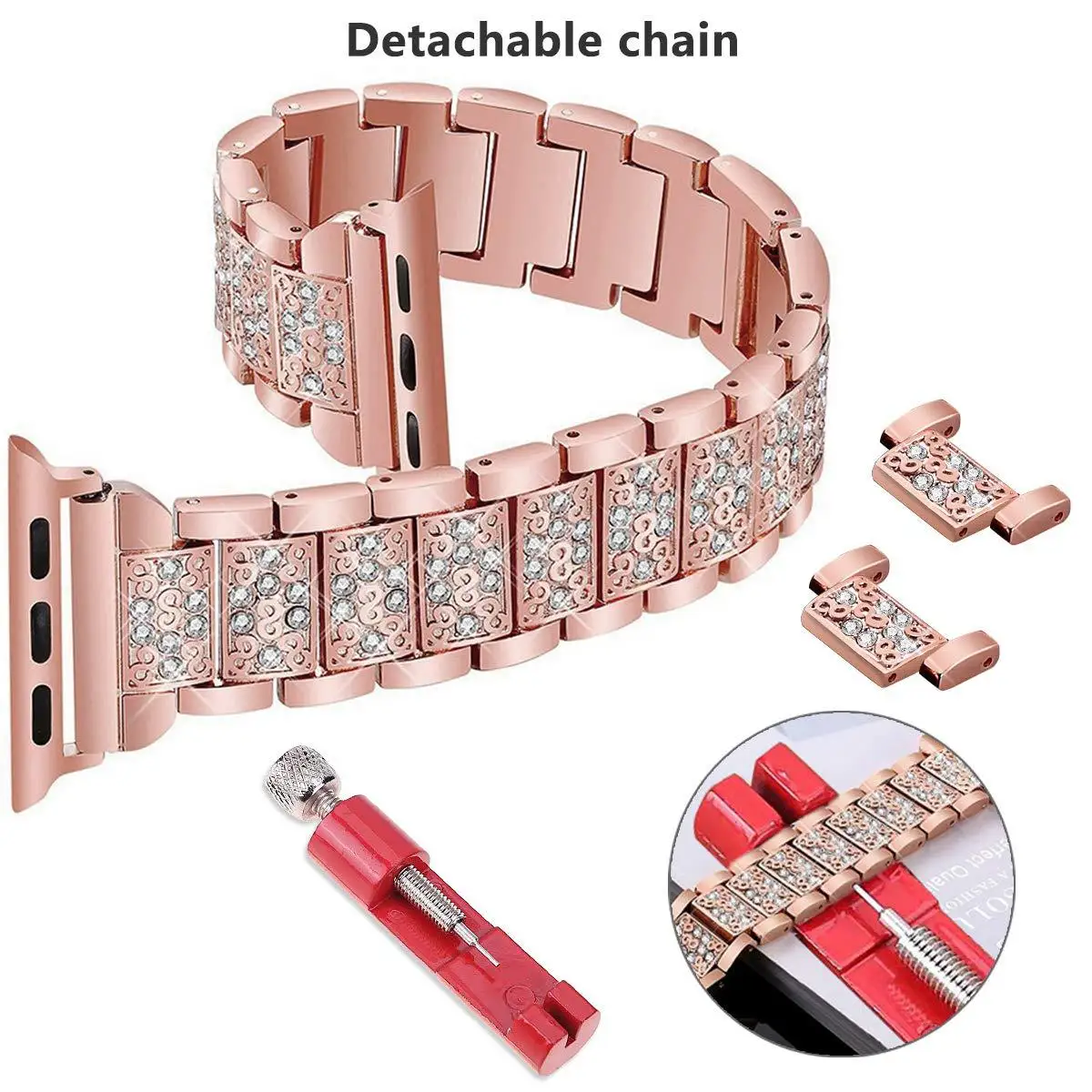 Bransoletka z linkiem do Apple Watch Band 7 8 41mm 45mm 40mm 44mm diamentowy połysk kobiet taśma metalowa IWatch seria 6 5 4 3 38mm 42mm