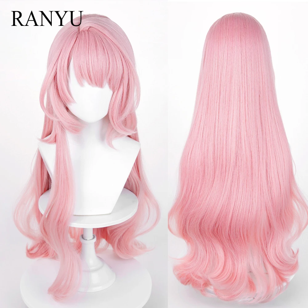 

Synthetic Wigs Long Curly Wave Pink Wigs with Bangs For Woman Daily Cosplay Anime Game Lolita Party Wear Wig