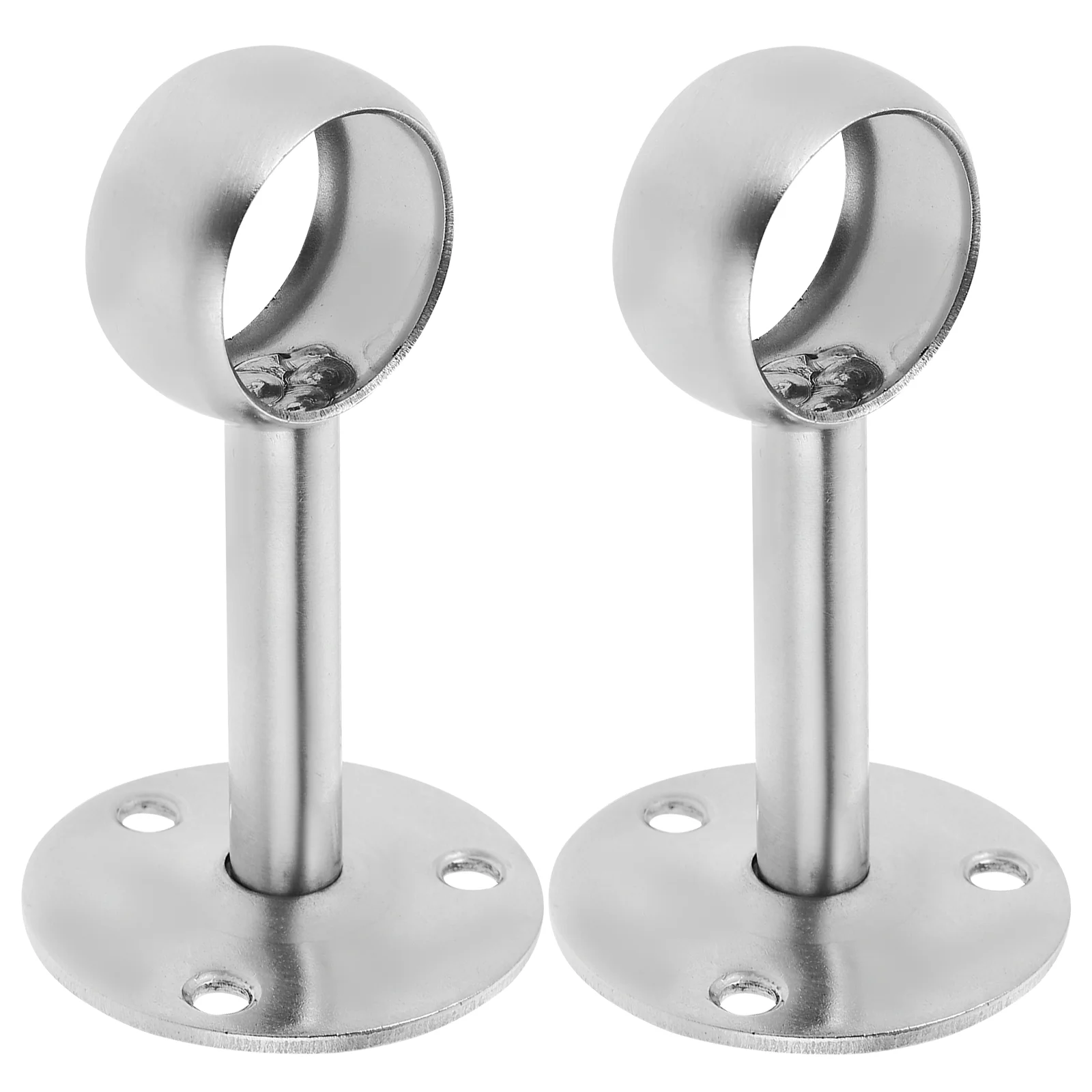 2 Pcs Stainless Steel Thickened Towel Hanging Rod Bracket Support Seat Flange Round Head Curtain Shower Ceiling Wall 2pcs Rods