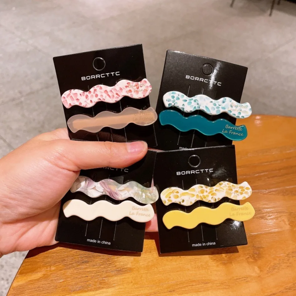 

Korean Girl Wave Acetate Gold Standard Hairpin Set Fashionable and Versatile Side Clip Bangs Clip Women's Spring and Summer ZX07