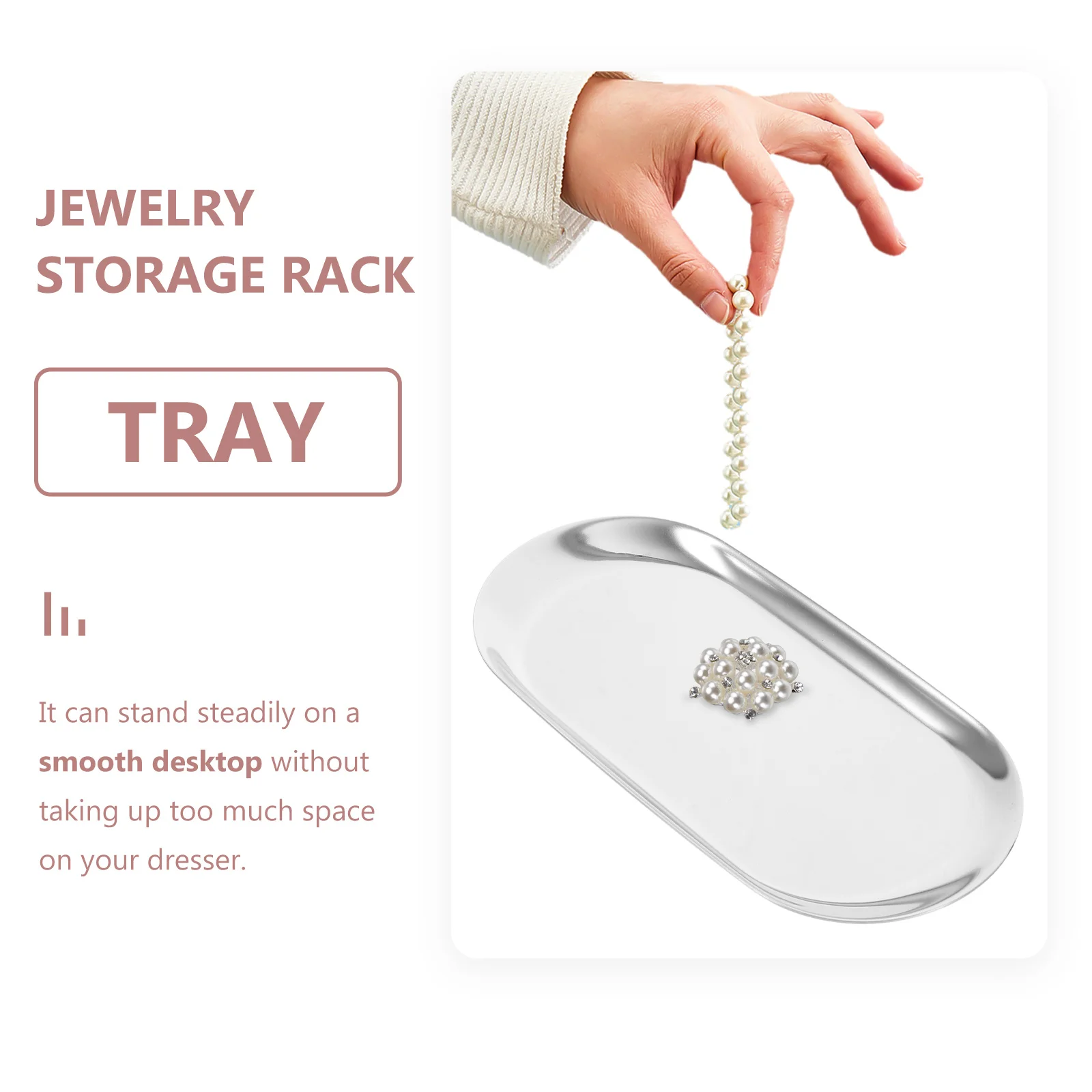 2 قطعة الفولاذ المقاوم للصدأ علبة مجوهرات معدنية البيضاوي تخزين طبق مجوهرات المنظم شاشة لسطح المكتب حامل مضمد الزينة