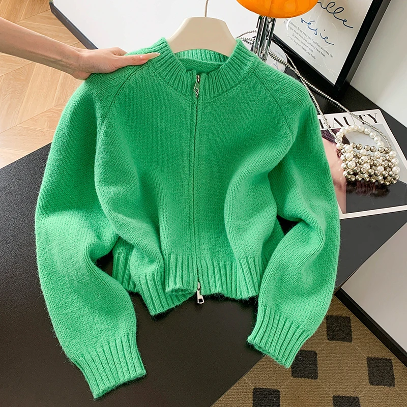 أوصى مزدوجة سستة محبوكة Jaet المرأة كسول Sle تصميم الإحساس ort النسخة الكورية النظام سترة الخريف الشتاء