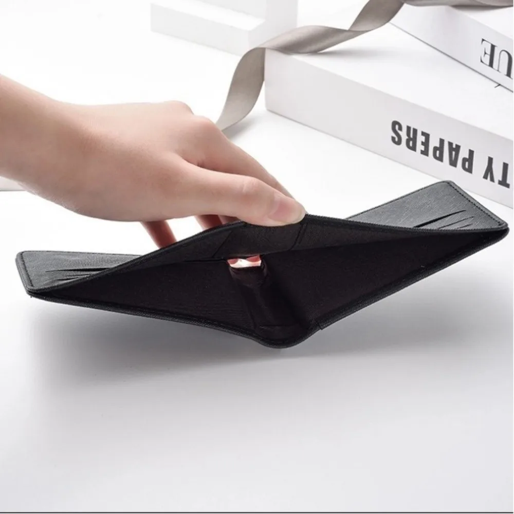 Simple Business Short Wallet PU Multiple Card Slots Card Holder Solid-Color Large Capacity Male Wallet For ID Card Bank Card