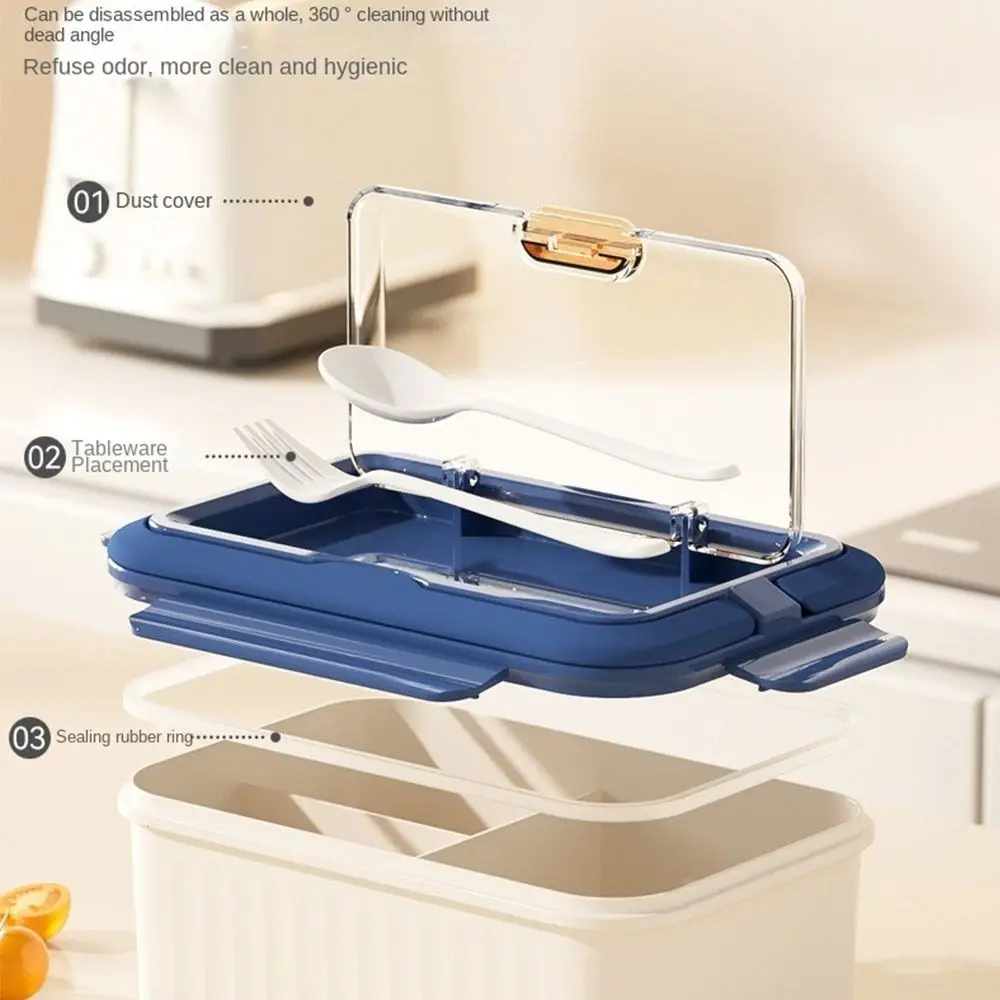 

Portable with Tableware Lunch Box Square Divided Leakproof Food Container Box Reusable Large Capacity Picnic Fresh Box Student