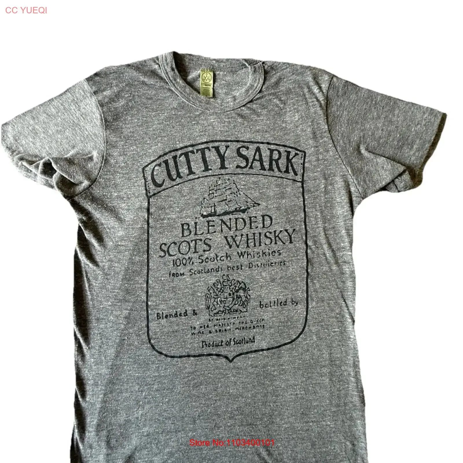 Camiseta Cutty Sark Blended Scotch Whiskey para mujer, color gris, talla pequeña, estilo vintage, informal, estilo urbano, suave, versátil, a la moda