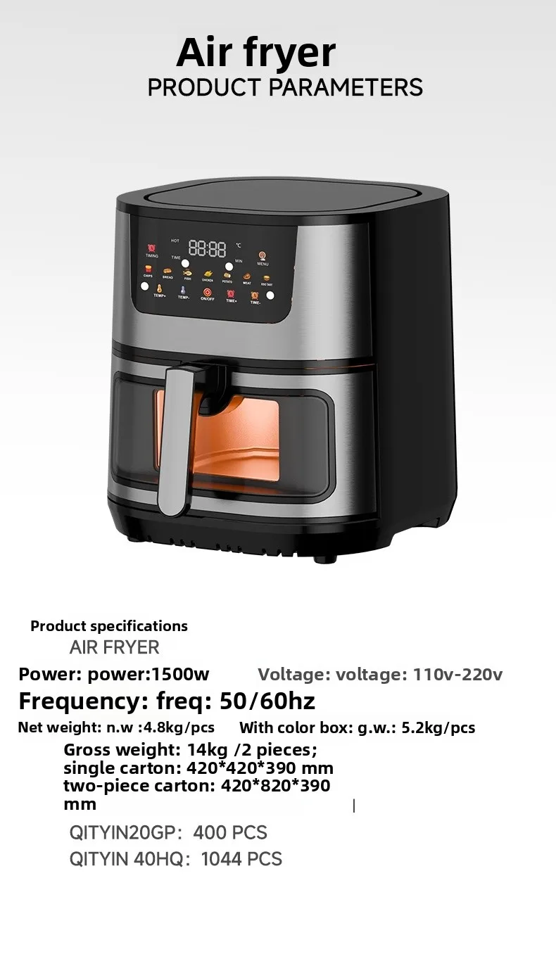 110V Air Fryer 220V Electric Fryer Visible Household Large Capacity