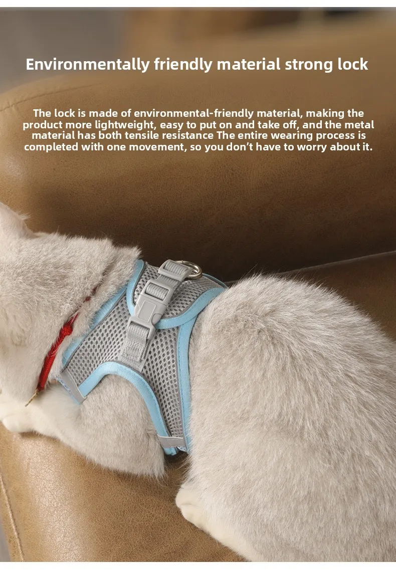 Pet Cat Dog Harness Vest Chest Rope Set Reflective Breathable Adjustable Pets Harness Kitten Collar for Small Medium Dogs Cats