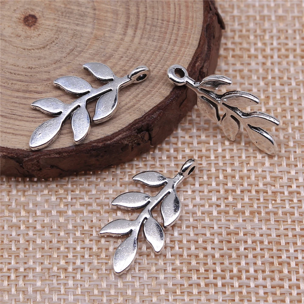 WYSIWYG 10pcs 24x12mm Antique Silver Color Leaves Charms Pendant For Jewelry Making DIY Jewelry Findings