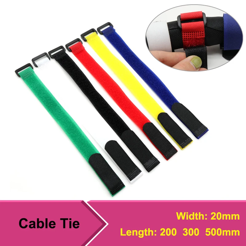 

10/50pcs Cable Ties Reusable Self Adhesive 200~500mm Nylon Strap Reverse Buckle Line Wire Organizer Hook and Loop Tape Fastener