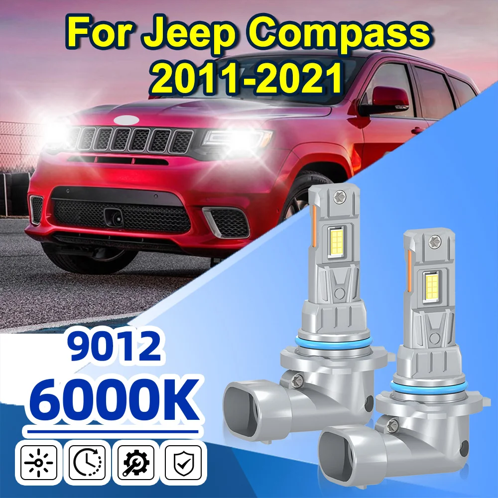 

Для Jeep Compass 2011-2021 седан 4-дверные 9012 светодиодные фары супер яркие лампы белые 20000LM дальнего/ближнего света HIR2