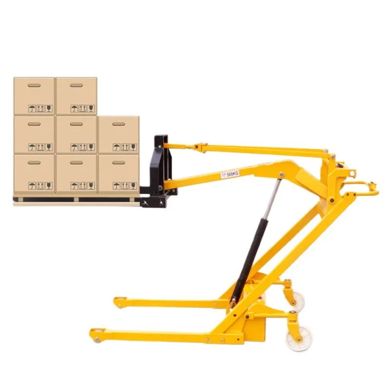 رافعة شوكية كهربائية محمولة EXW سعة تحميل 500 كجم نظام الرفع الهيدروليكي تصميم ذراع منحني لاستخدام ورشة عمل المستودعات