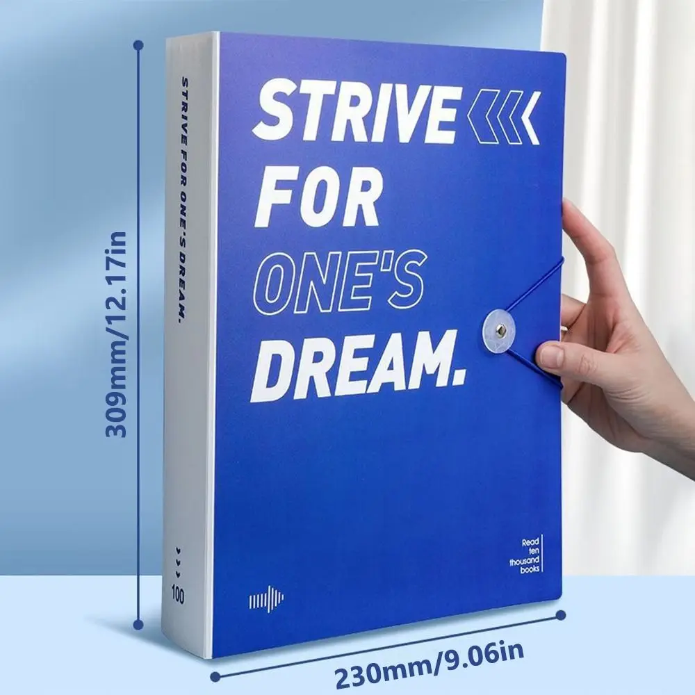 Folder File A4 20/40/80 Halaman, Tas Penyimpanan Kertas Tes Tebal Tahan Air, Kapasitas Besar, Desain Sampul Bahasa Inggris, Pengatur Dokumen