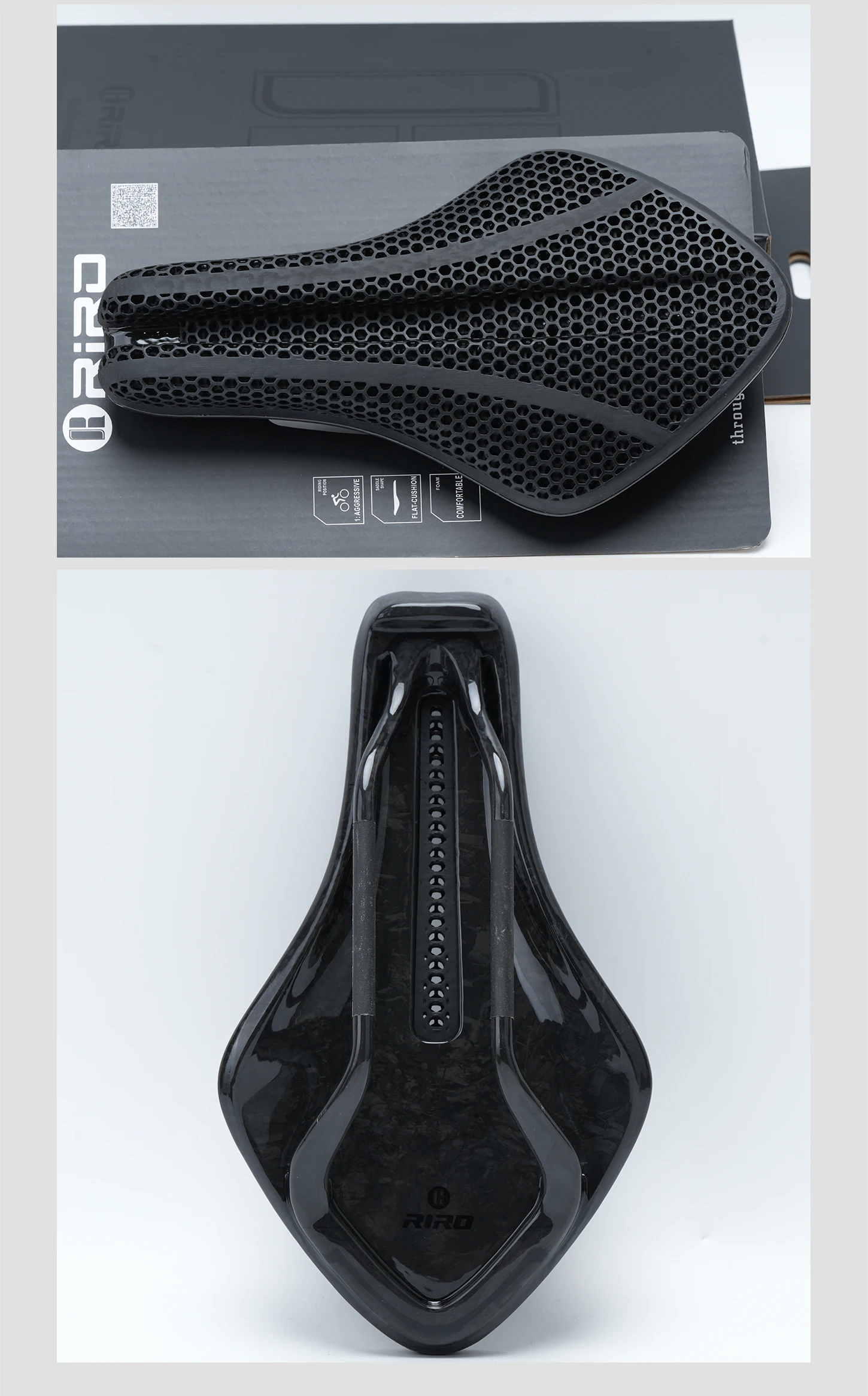 RIRO Carbonfaser 3D-gedruckter Fahrradsattel, hohl, TT Triathlon Fahrradsitz, ultraleicht, Carbon-Schienen, ergonomisch, atmungsaktiv, Rennradteile – Detail 17
