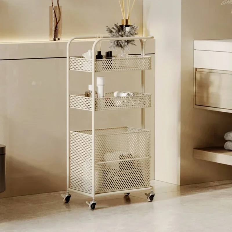 Modern Multi-Layer Mobile Bathroom Shelf, Narrow Seam Storage Cart, Stable Makeup Organizer, Efficient Space Use